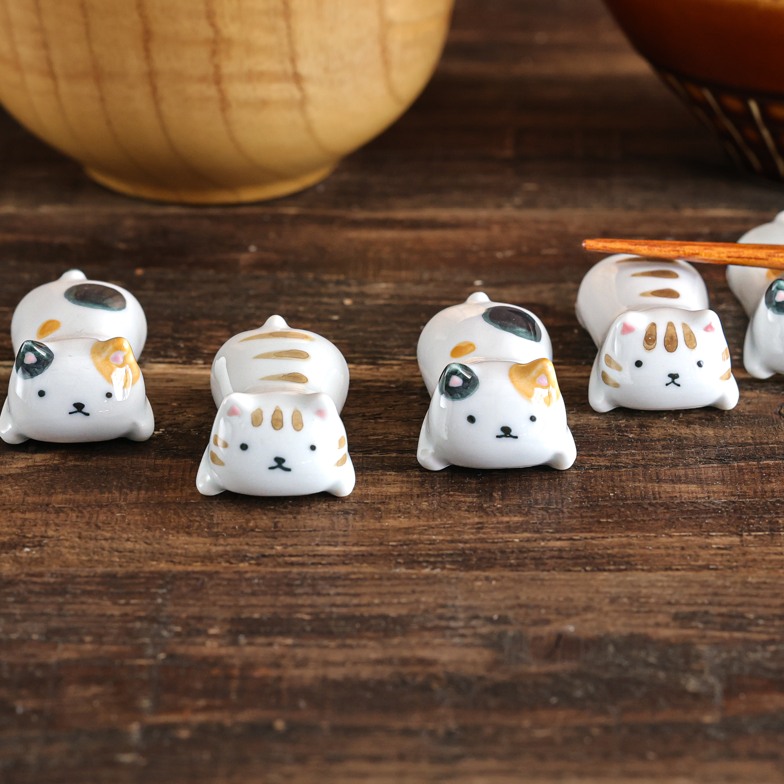 【日本製】ゆる猫 箸置 トラ・ミケ