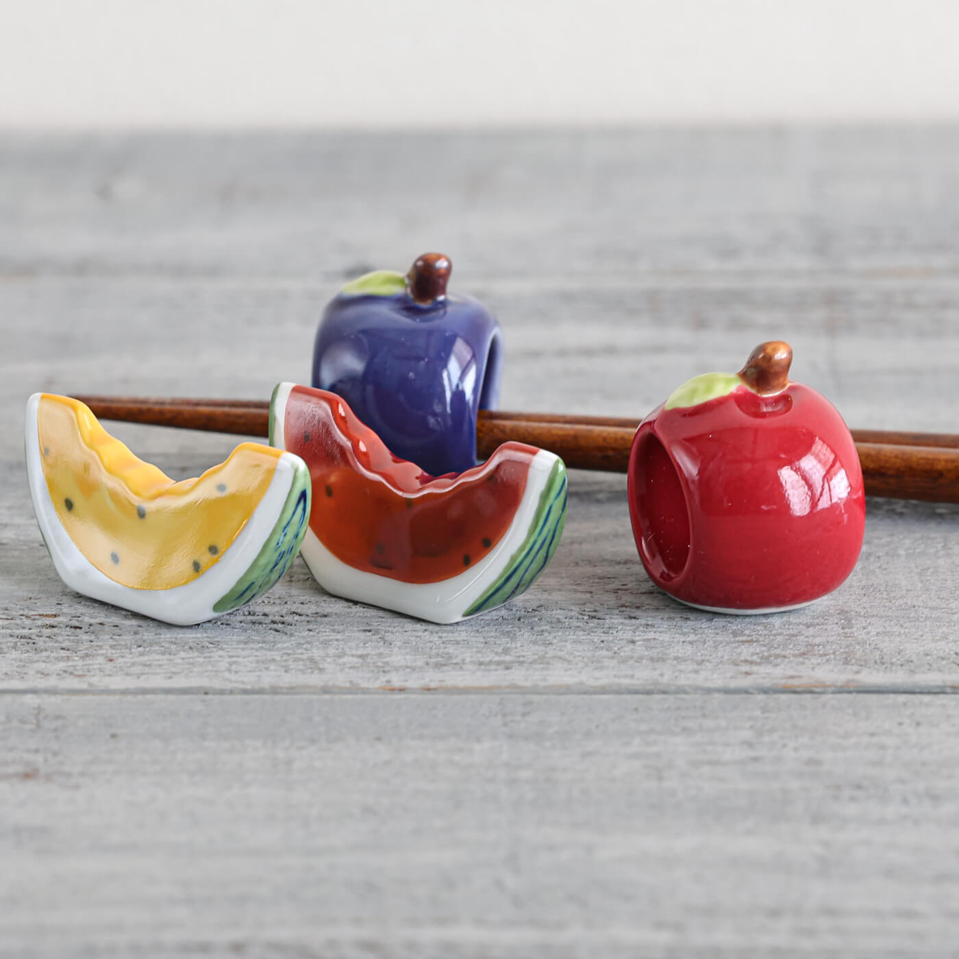 【日本製】箸置き 果物 りんご&スイカ