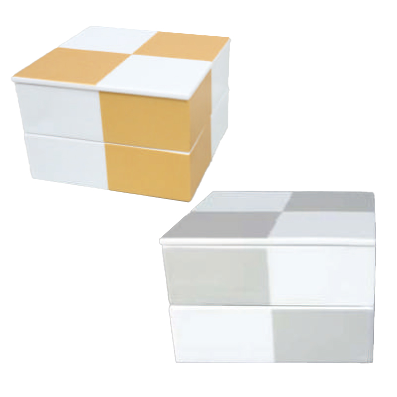 【日本製】金彩・銀彩市松 重箱 お重 食器 正月