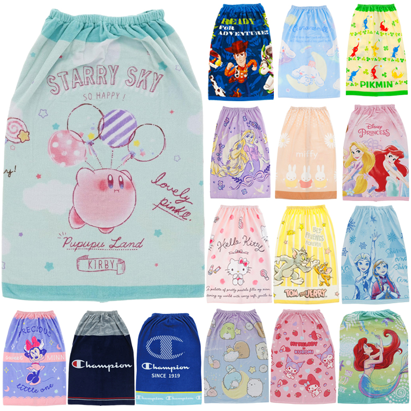 【夏グッズ】80丈巻きタオル お風呂上がりやプールに ディズニー&サンリオ&ドラえもん