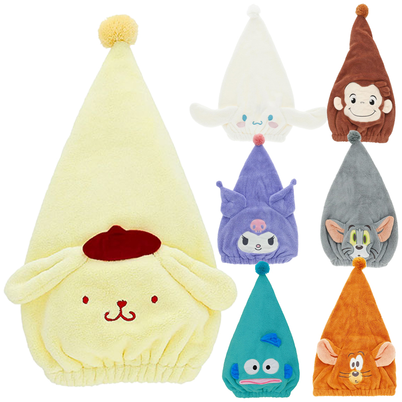 バラエティキャップタオル サンリオ&おさるのジョージ&トムとジェリー お風呂上がりやプールに