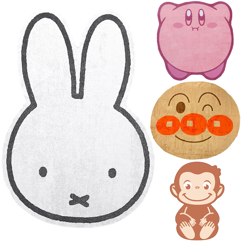 ダイカットビッグタオル miffy&アンパンマン&星のカービィ&おさるのジョージ お昼寝ケット