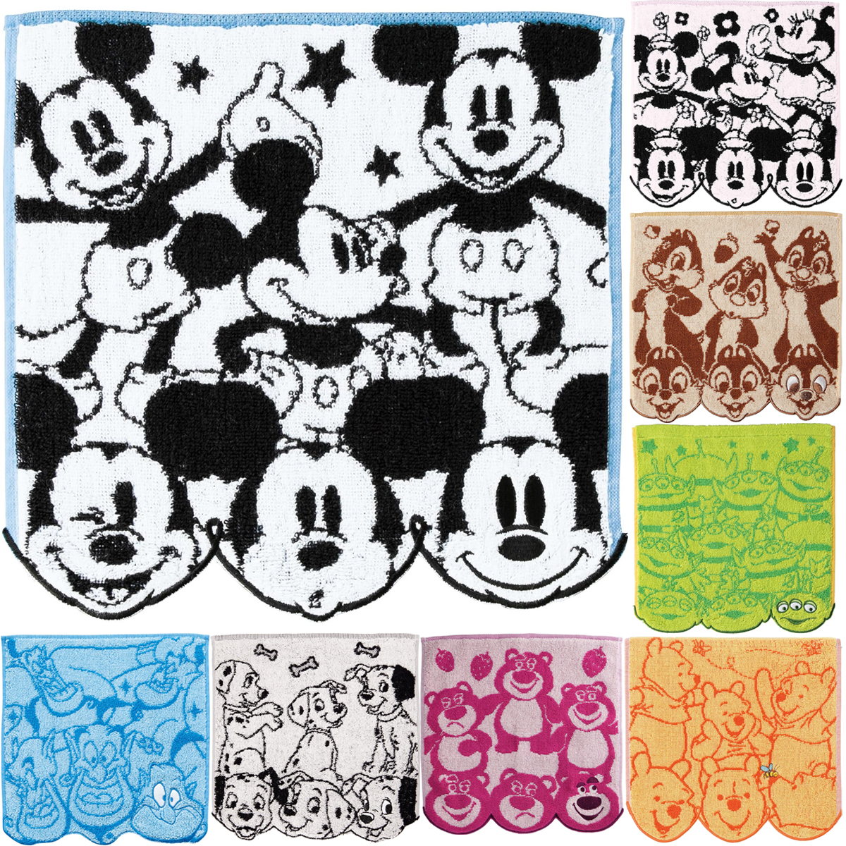 【Disney】ディズニー フェイス ミニタオル スカラップヘム