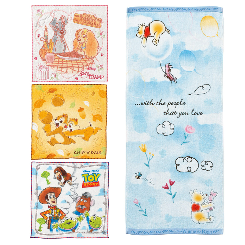 【Disney】ディズニー ウォーター 水彩画風ミニタオル&フェイスタオル