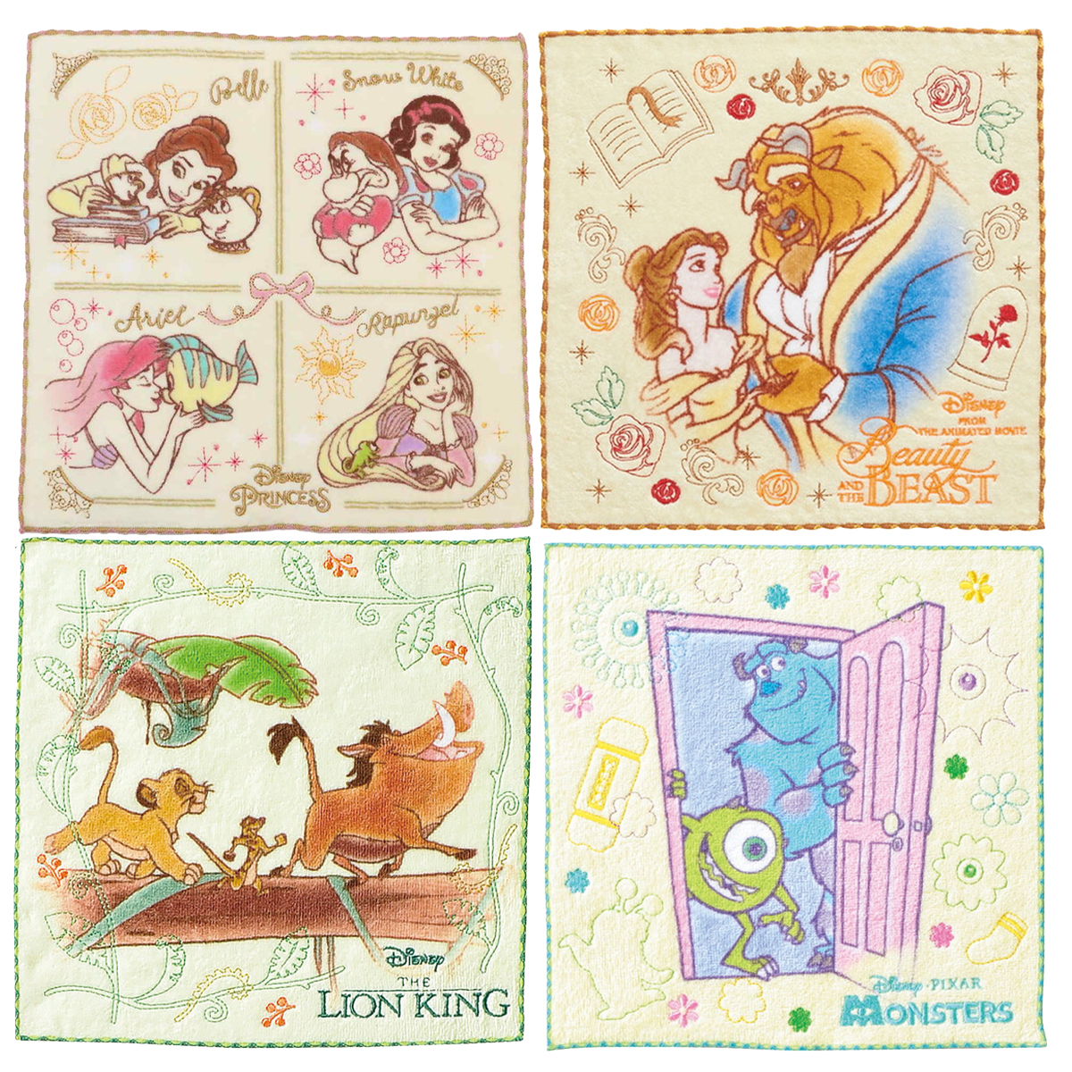 【Disney】ディズニー 全面刺繍 ミニタオル
