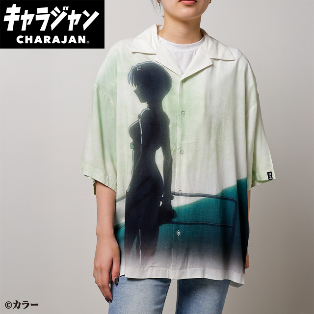 【キャラジャン】エヴァンゲリオン 綾波と月 アロハシャツ(M)/(LL)