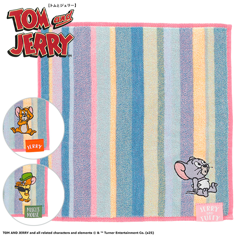 【TOM&JERRY】トムとジェリー ストライプ ミニタオル 防菌防臭加工