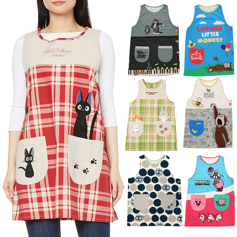 かっぽう着 ラン型エプロン おさるのジョージ ジブリ トムとジェリー 星のカービィ おさるのジョージ となりのトトロ 星のカービィ