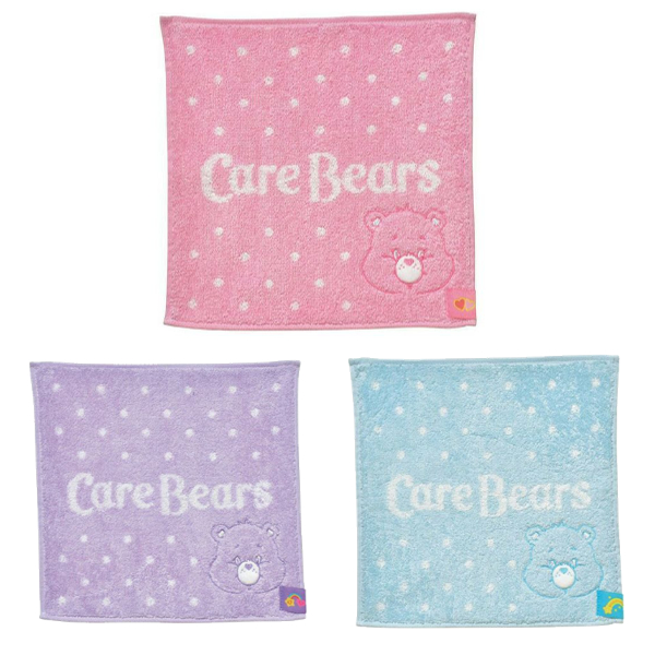 【ケアベア】パステルドットフェイス ミニタオル 防菌防臭加工