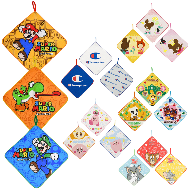【新学期に】トムとジェリー  マリオ あつまれどうぶつの森 星のカービィ くまのがっこう Champion ループタオル 3枚組