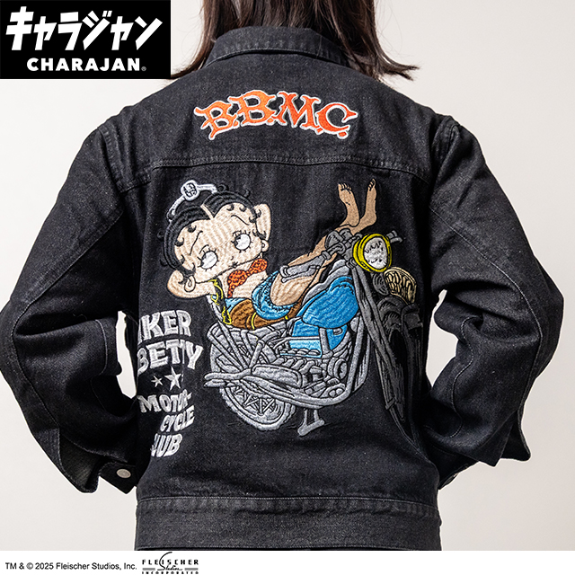 【キャラジャン】 ベティー・ブープ ベティー ブープTMヴィンテージバイカー ジージャン(M)/(L)/(3L)