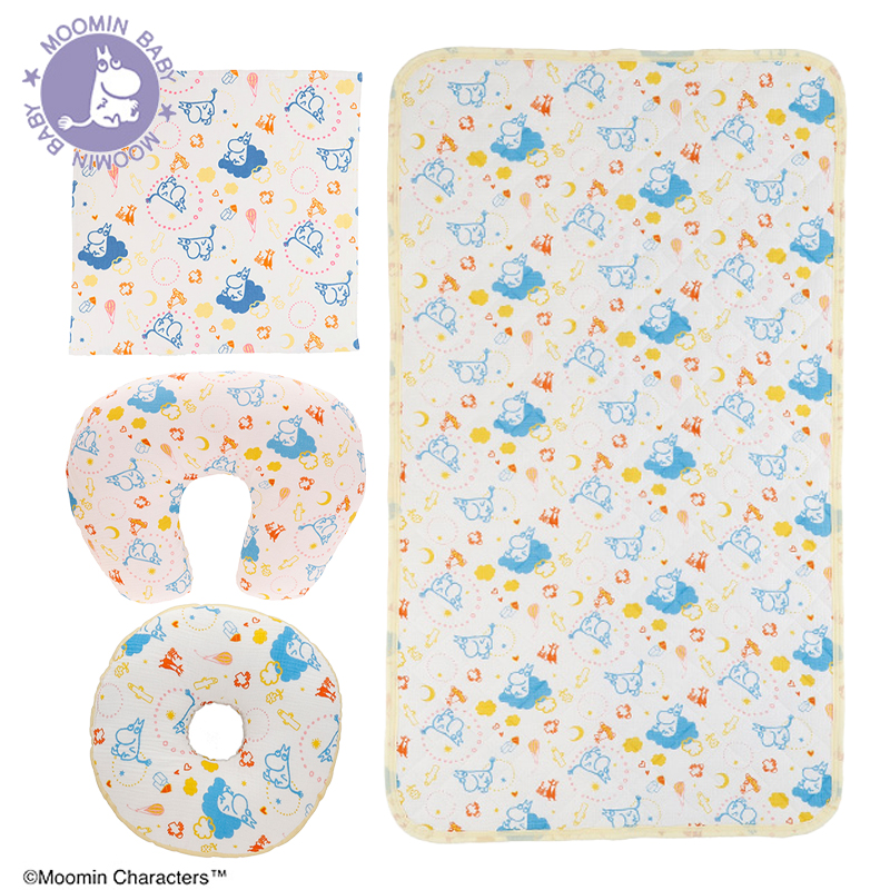 MOOMIN ムーミン 空で遊ぶ ベビー用 湯上げタオル/円座クッション/授乳クッション/防水キルトパッド