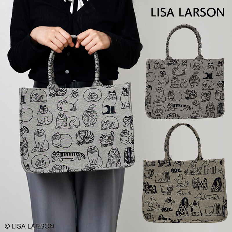 画像待ち【LISA LARSON】リサ・ラーソン スケッチねこ・いぬ トートバッグ 北欧雑貨