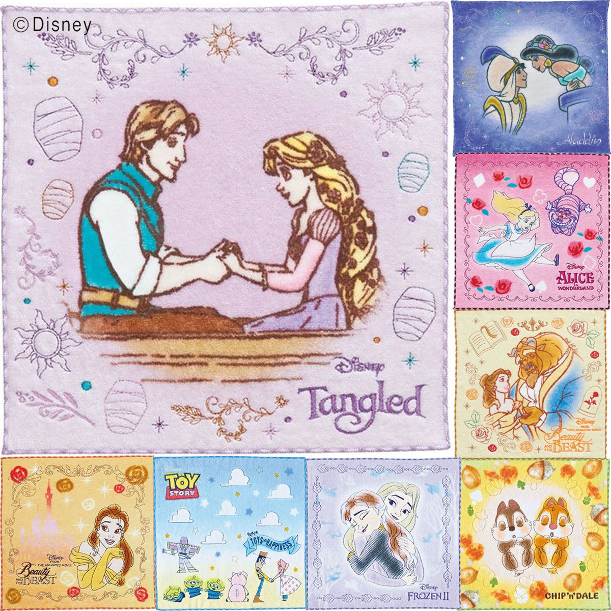 【Disney】ディズニー 全面刺繍ミニタオル 抗菌防臭加工