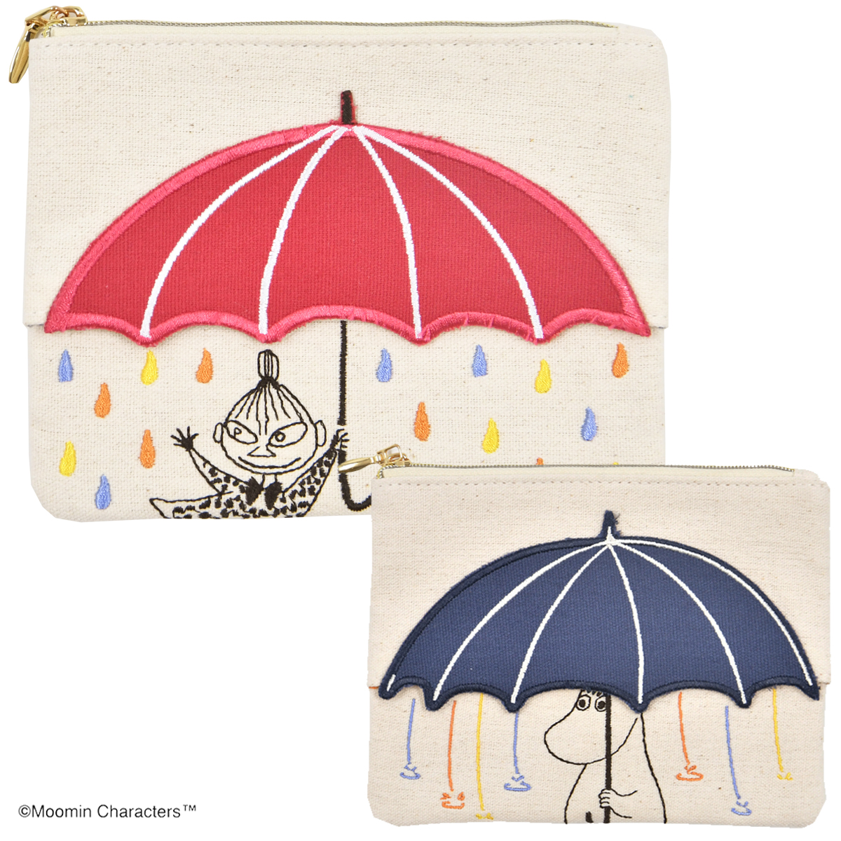【北欧雑貨ムーミン】MOOMIN ティッシュケース付きポーチ 雨と傘＆傘と雲