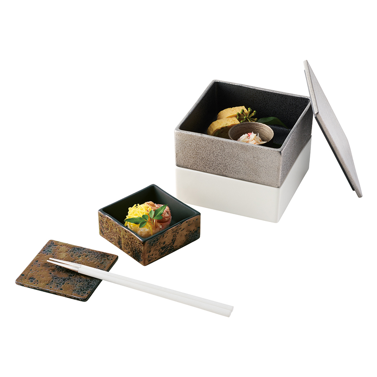 【M.STYLE】隠れ窯 錫音 スクエアボックス 食器 美濃焼