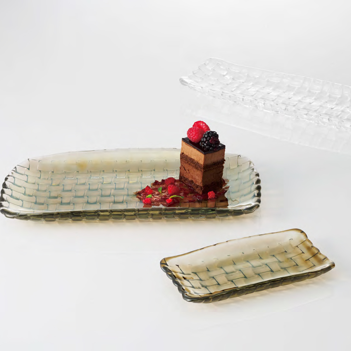 【M.STYLE】ORME オルメ レクタンギュラートレー 皿 ガラス食器