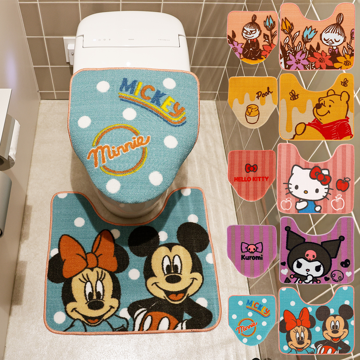トイレタリー トイレマット・蓋カバーセット ムーミン ディズニー サンリオ
