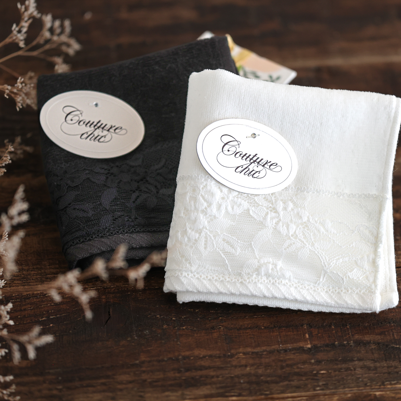 【OCURONE オクローネ】Couture chic フロウ タオルチーフ ブラック ホワイト