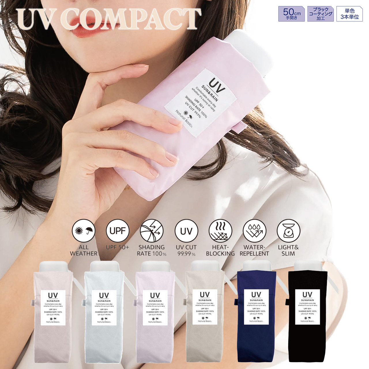 【中谷】UV コンパクト折傘 折りたたみ日傘 晴雨兼用