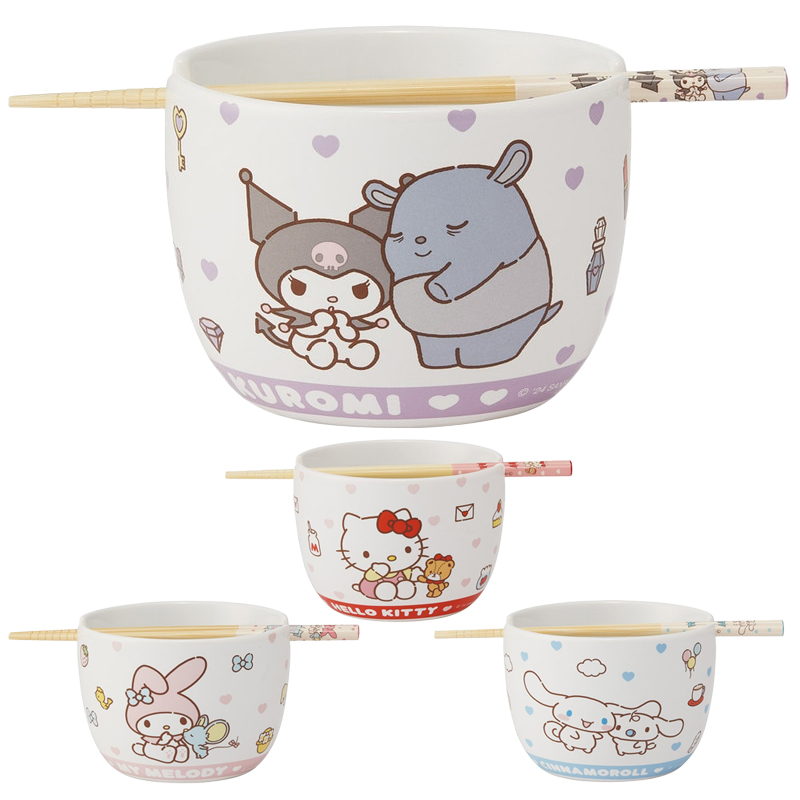 陶器製ボウル箸セット CHBWH1 食器 カトラリー クロミ サンリオ スケーター