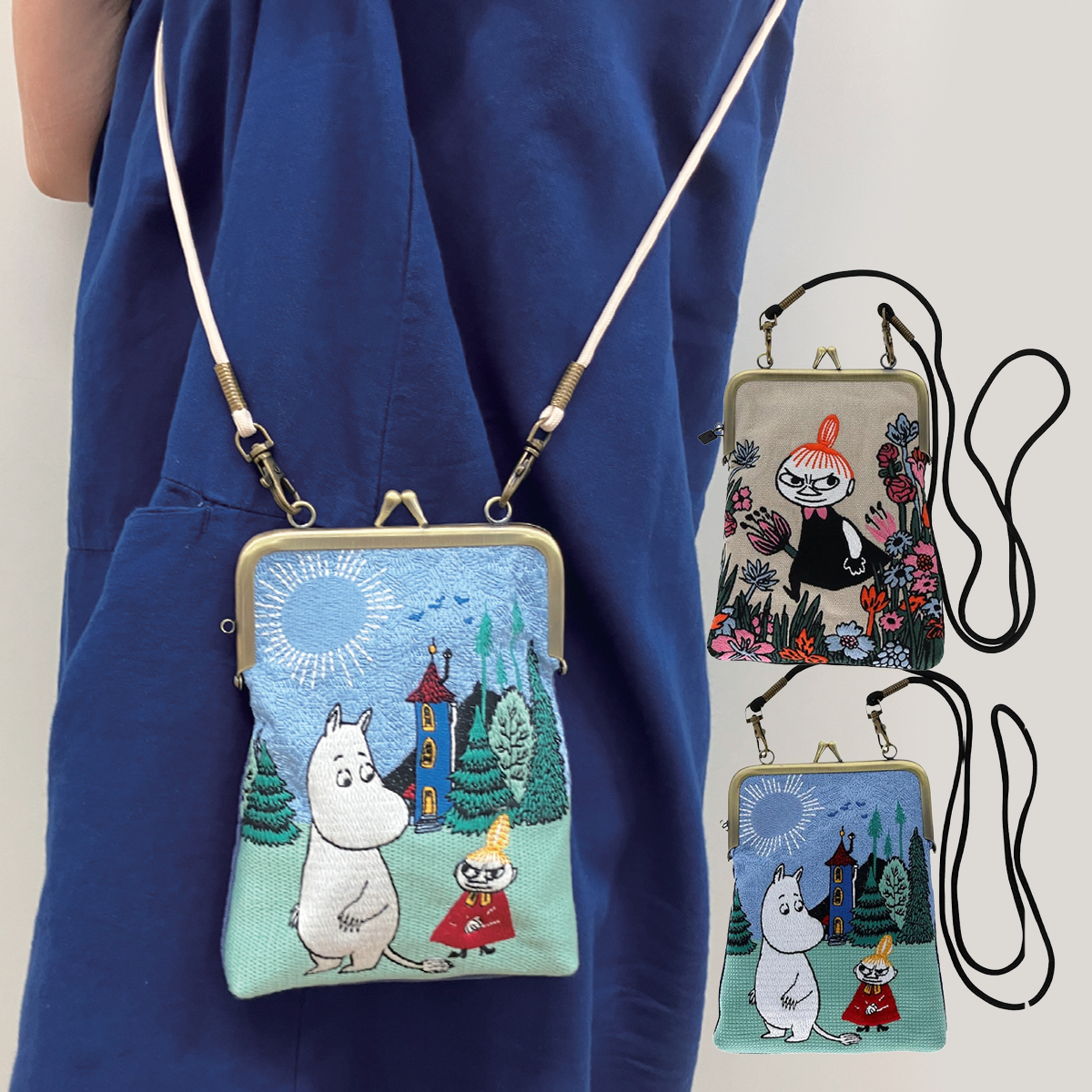 ムーミン グッズ ペンケース がま口 畳刺繍 筆箱 ショルダーポーチ