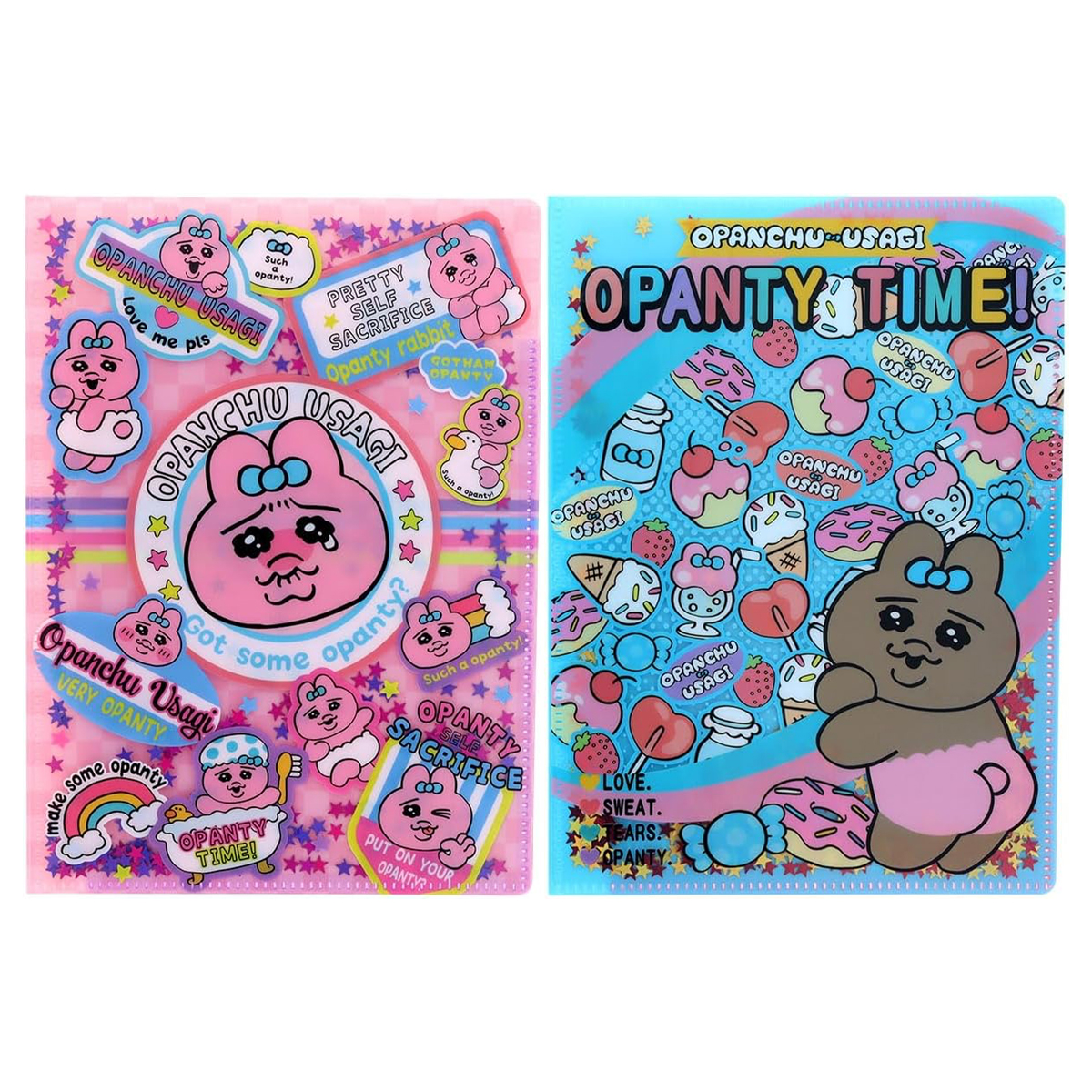 スパンコール入クリアファイル A5W おぱんちゅうさぎ 文具  かわいい