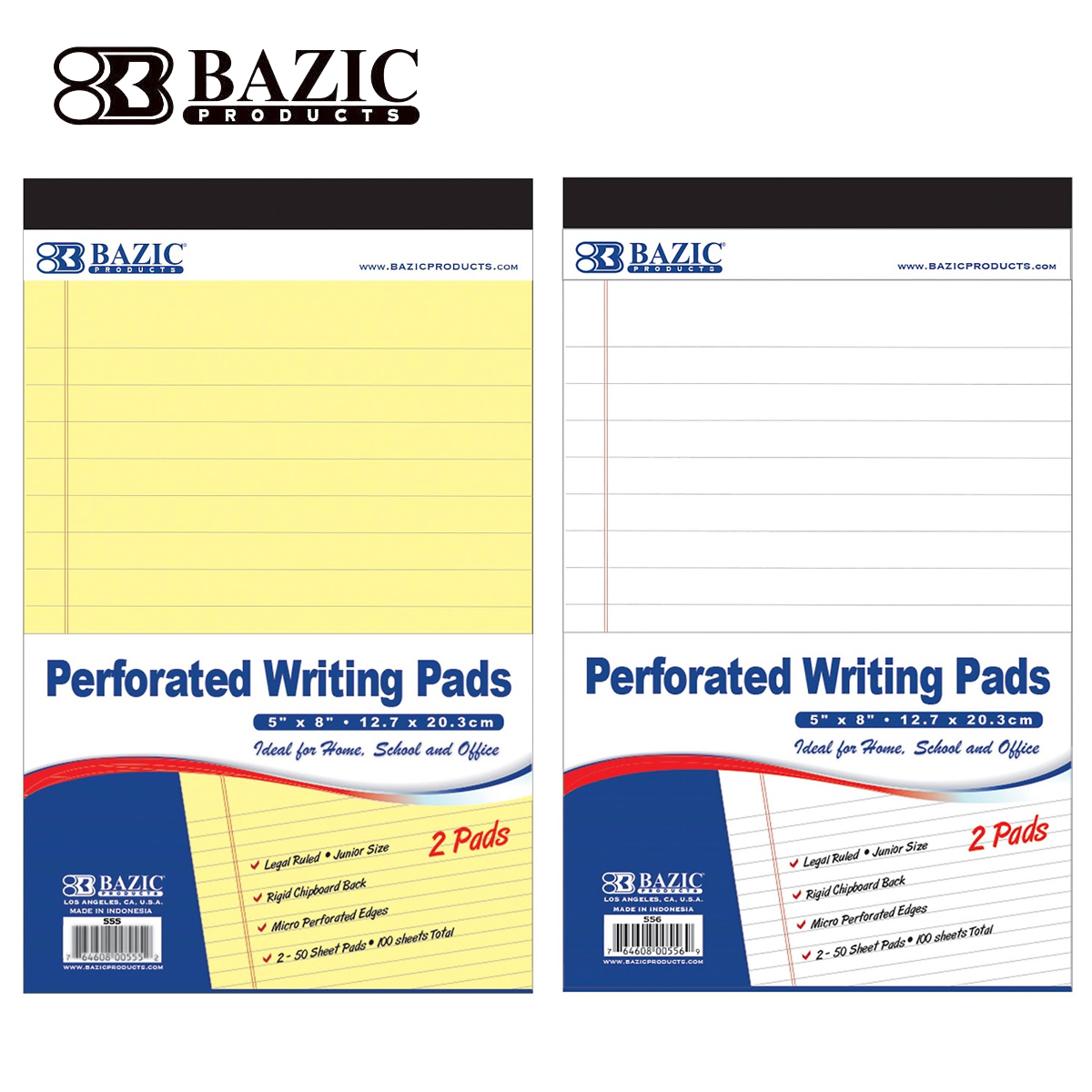 【BAZIC/ベイジック】リーガルパッド 2冊パック メモ帳 ノート イエロー・ホワイト