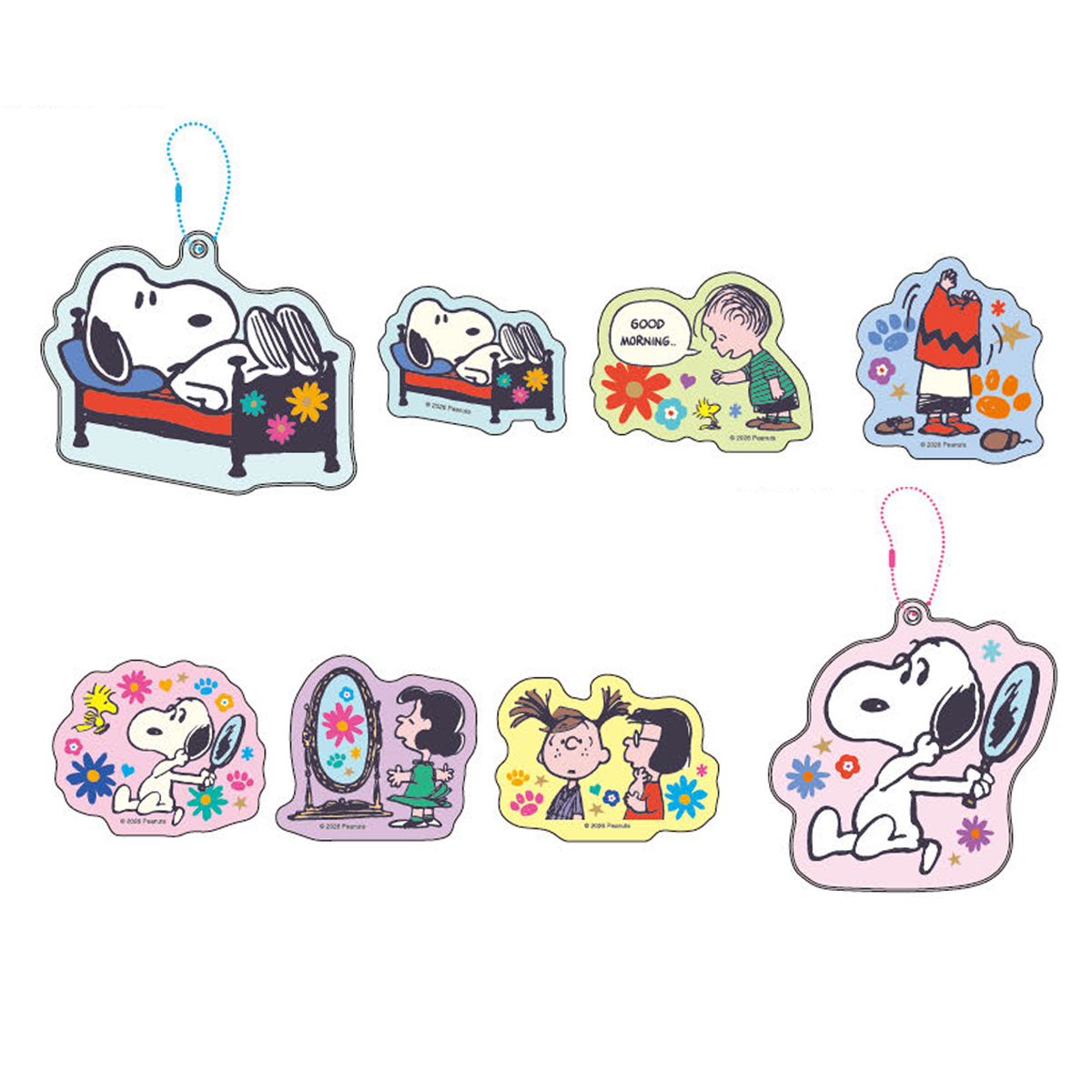 《予約:2026年11月発売・受注締切9/15(火)》ステッカー入りクリアフラットポーチ スヌーピー PEANUTS Flower Palette