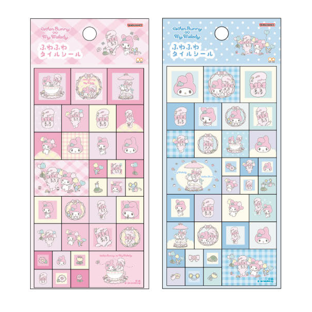 《予約：12月発売、受注締切10月7日》ふわふわタイルシール エスターバニー×マイメロディ2 ピンク ブルー
