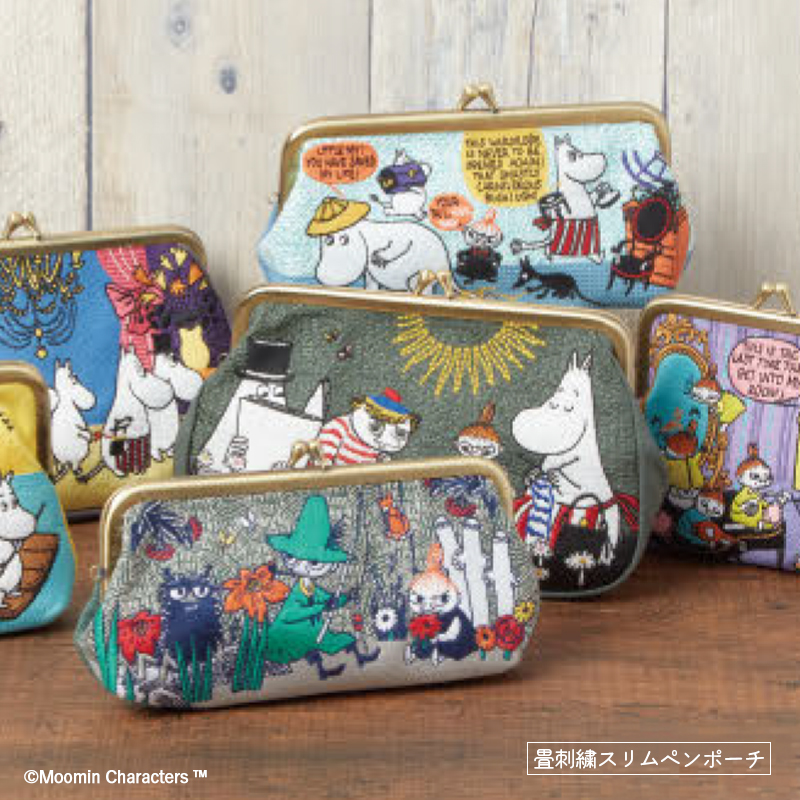 《予約：9月下旬以降》畳刺繍スリムペンポーチ がま口 リトルミイ ムーミン