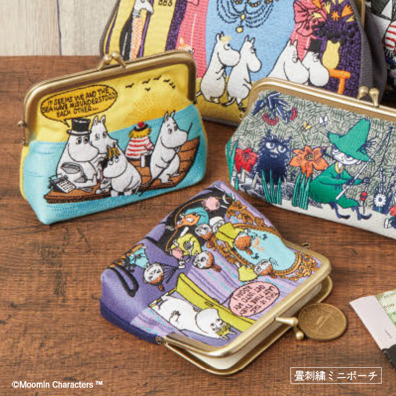 《予約：9月下旬以降》畳刺繍ミニポーチ がま口 ムーミン リトルミイ