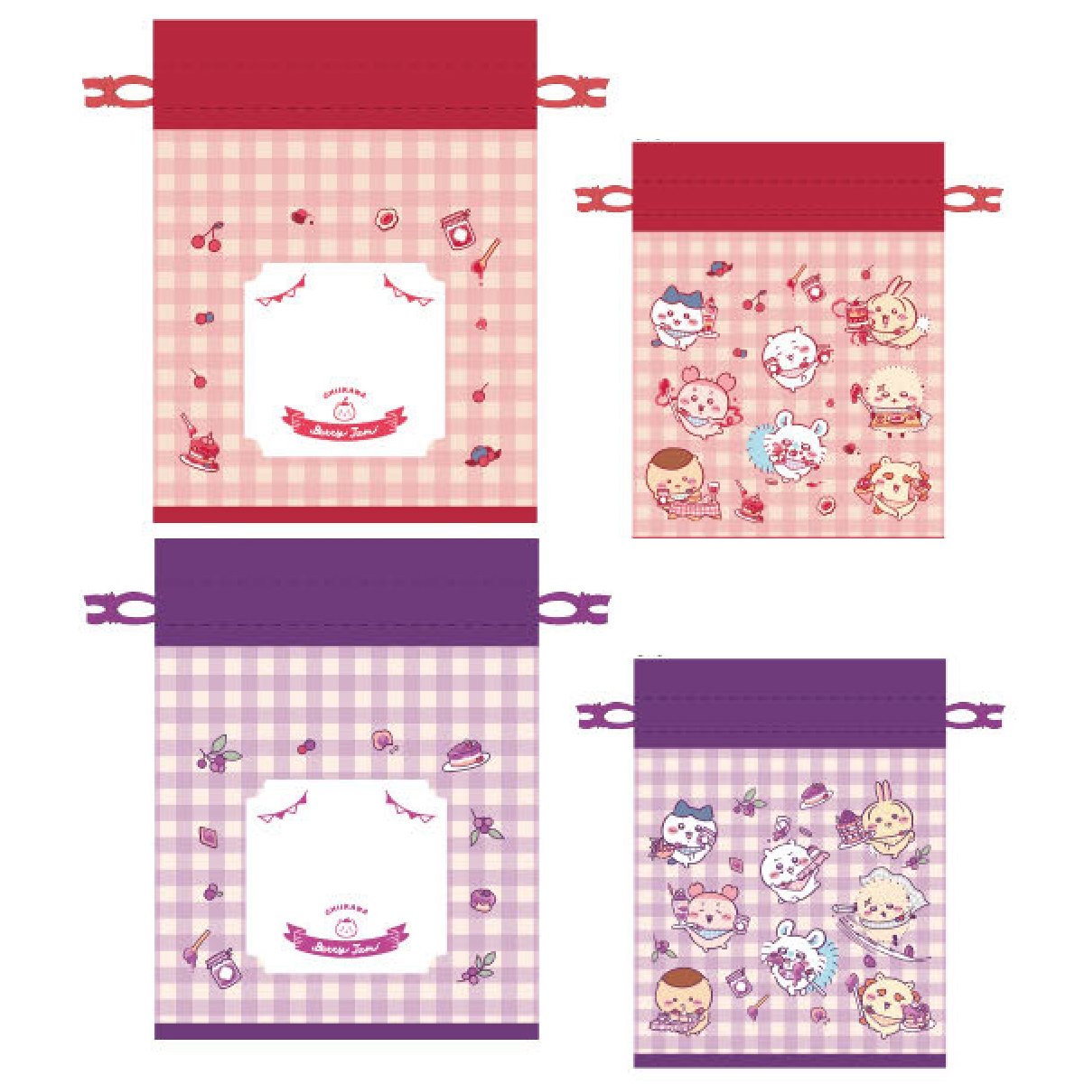 《予約:2027年1月発売・受注締切11/24(火)》窓付き巾着 ちいかわ Berry Jam レッド/パープル