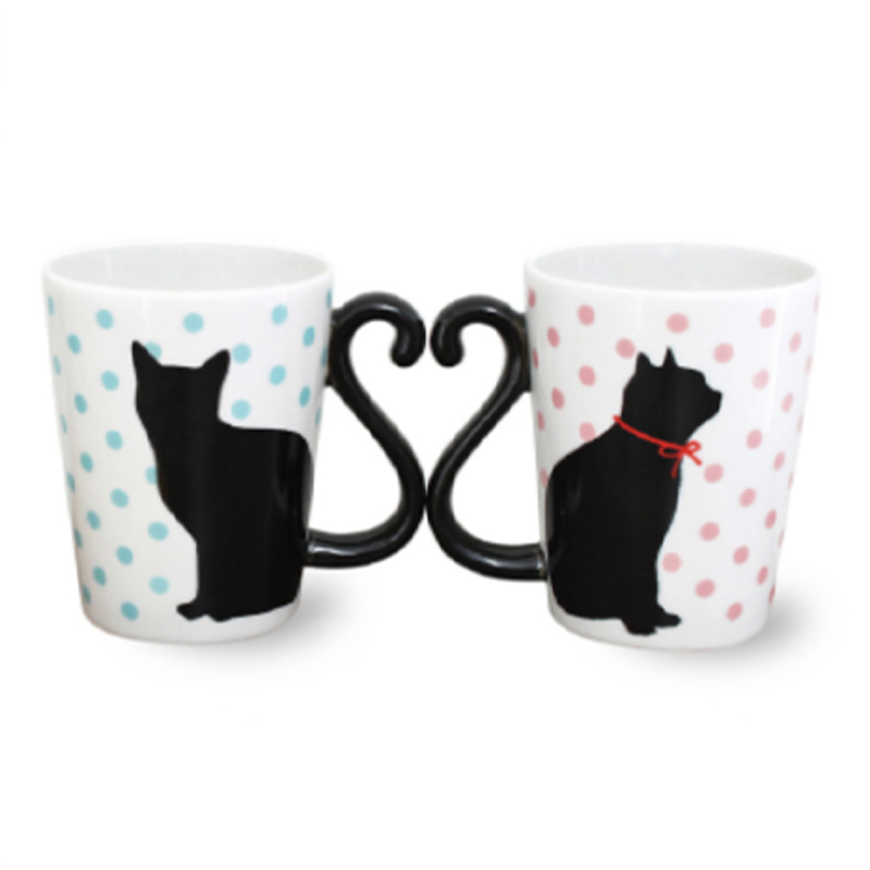 ツインマグ ドット 猫のしっぽ ギフト プレゼント 結婚祝い 結婚記念日 マグカップ