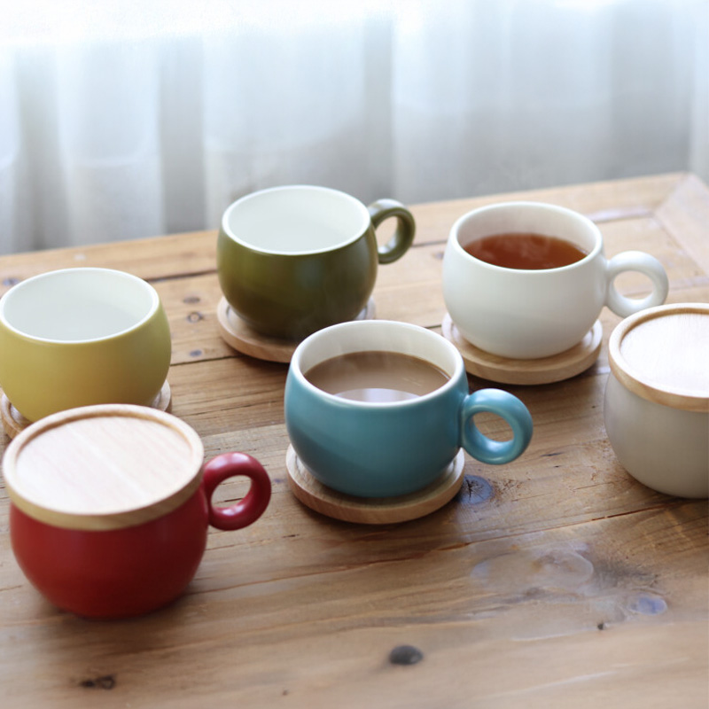 poto Oマグ（オーマグ） マグカップ 木蓋付き 丸いフォルムがかわいい