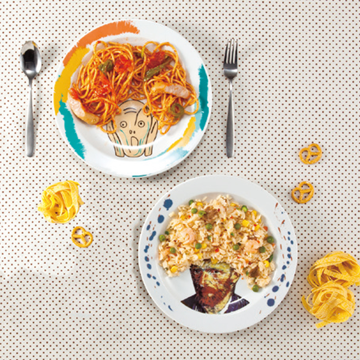 フェイスディッシュ ムンクの叫び&ゴッホ 皿 食器