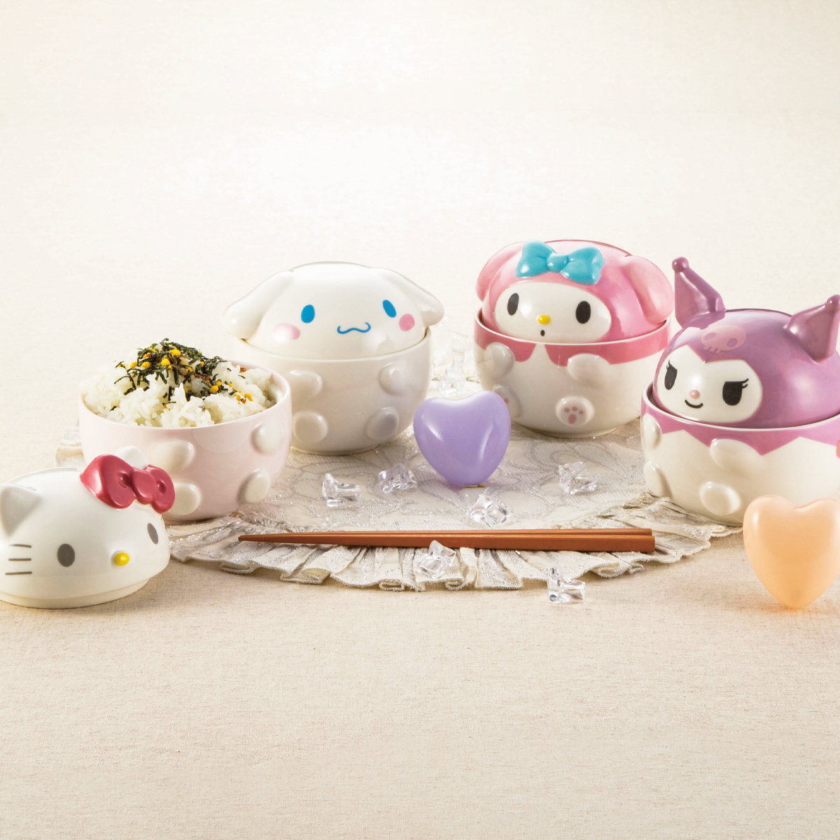 【サンリオ】フタ付きどんぶり ハローキティ&シナモロール&マイメロディ&クロミ