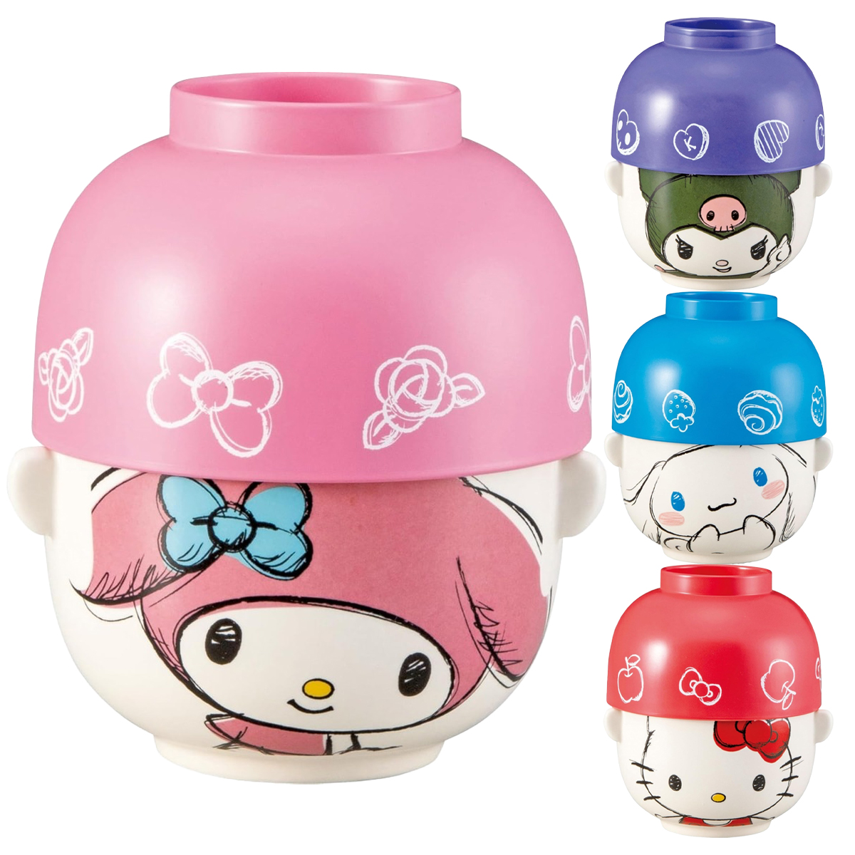 【サンリオ】汁椀・茶碗セット ハローキティ&シナモロール&マイメロディ&クロミ