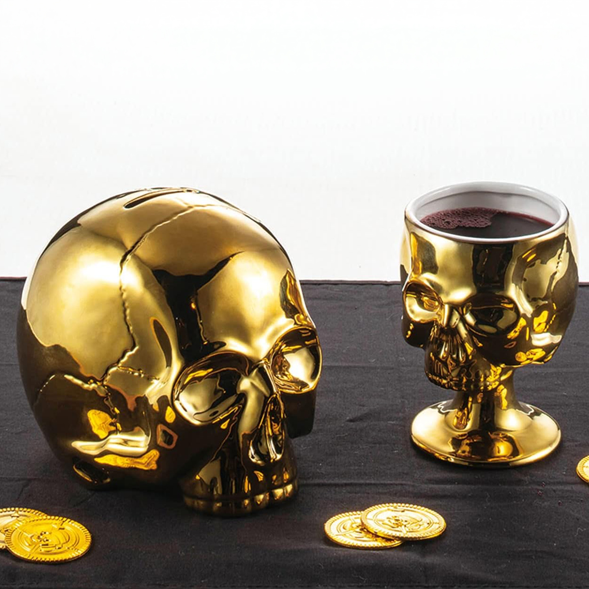 骸骨 貯金箱&ワインタンブラー インテリア