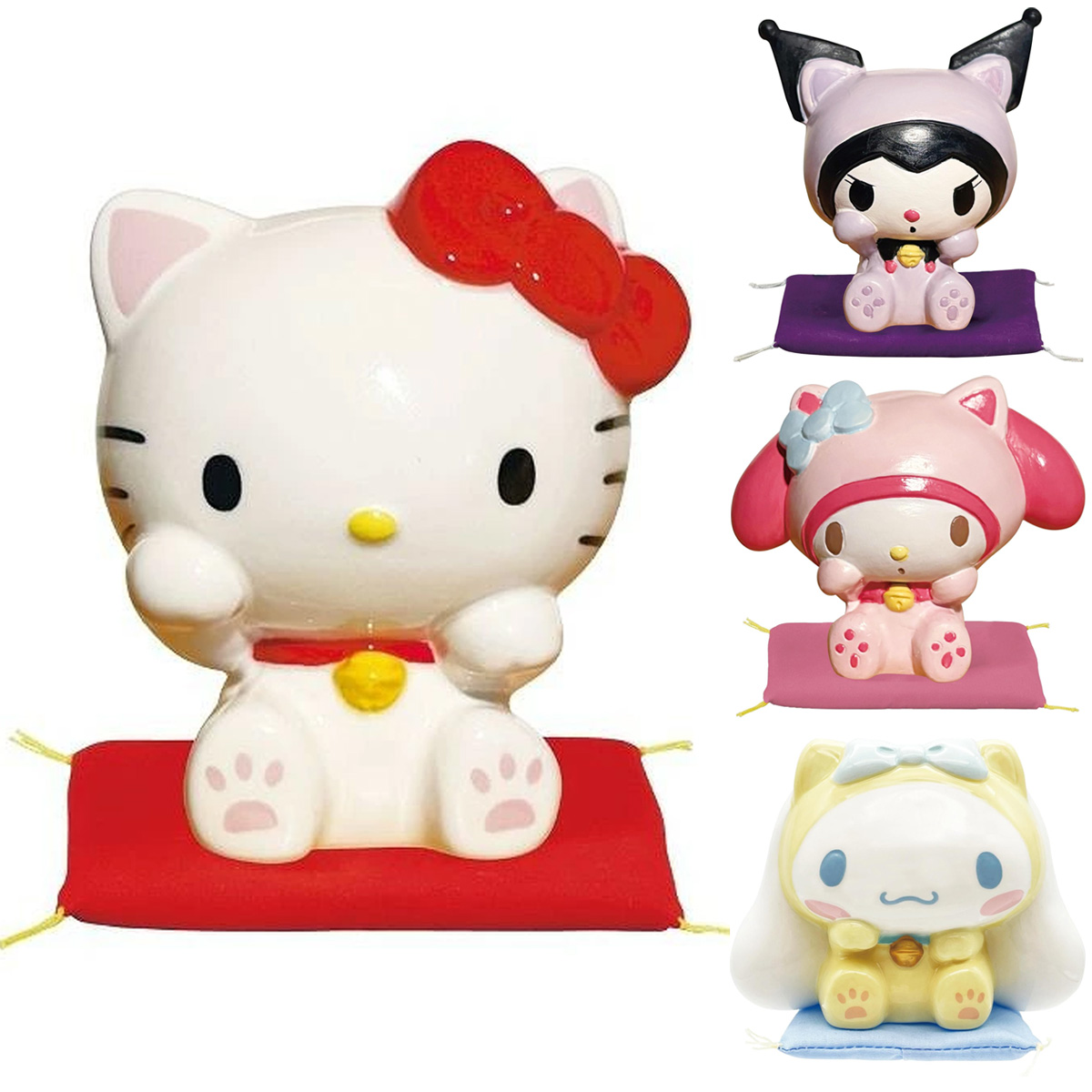 【サンリオ】招き猫 ハローキティ&シナモロール&マイメロディ&クロミ