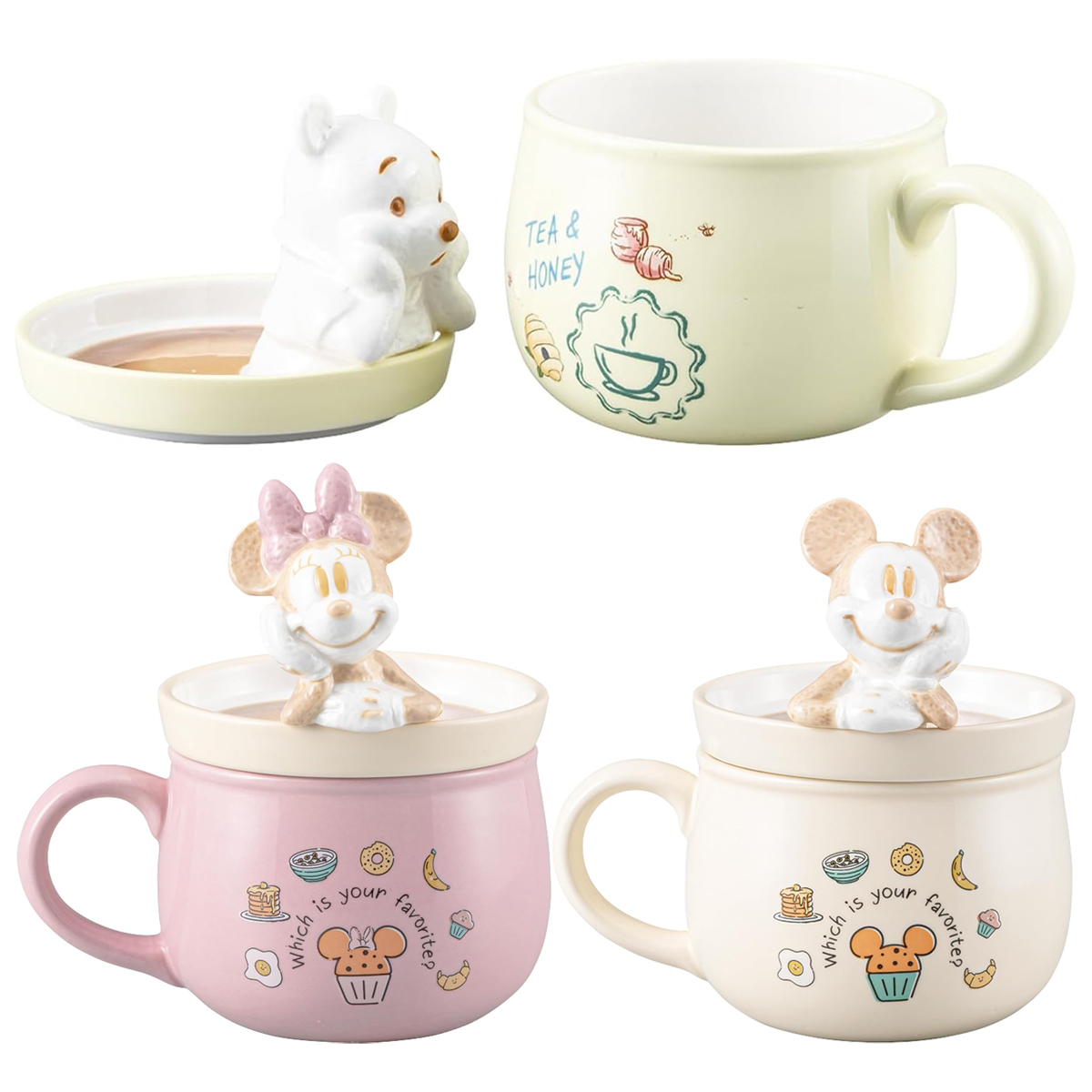 【26年7月末入荷】【Disney】ディズニー ラテアートマグカップ ミッキー&ミニー&くまのプーさん