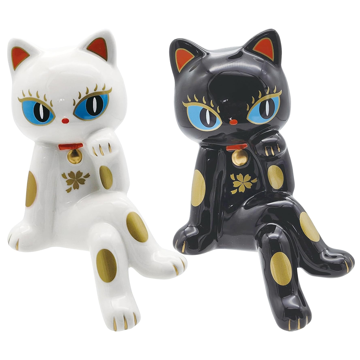 招き猫 妖艶 白/黒 縁起物 オブジェ 置物