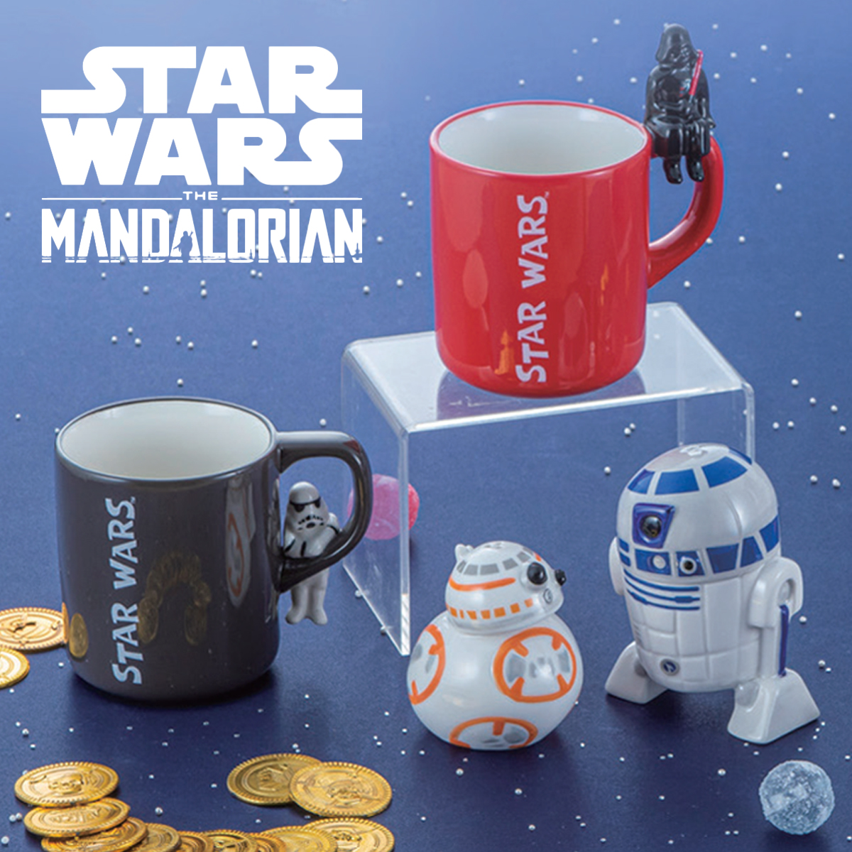 【スター・ウォーズ】フィギュア付き マグカップ R2-D2/ダース・ベイダー/ストームトルーパー/グローグー