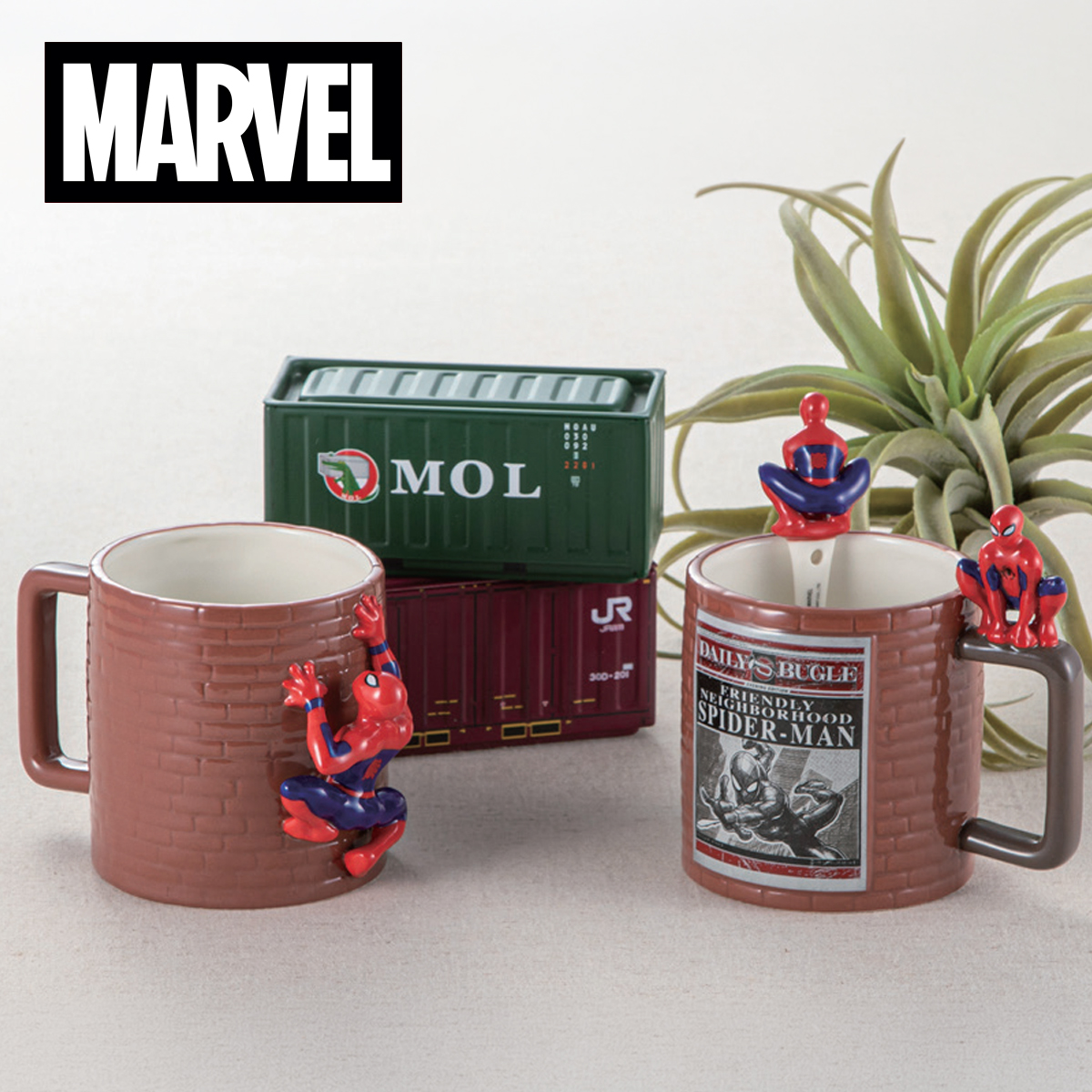 スパイダーマン フィギュア付き マグカップ＆スプーン すわり/かべ