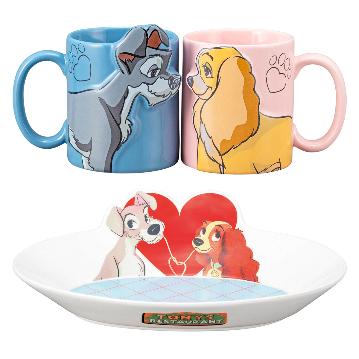【Disney】ディズニー わんわん物語 ペアマグ&パスタプレート マグカップ 食器 皿