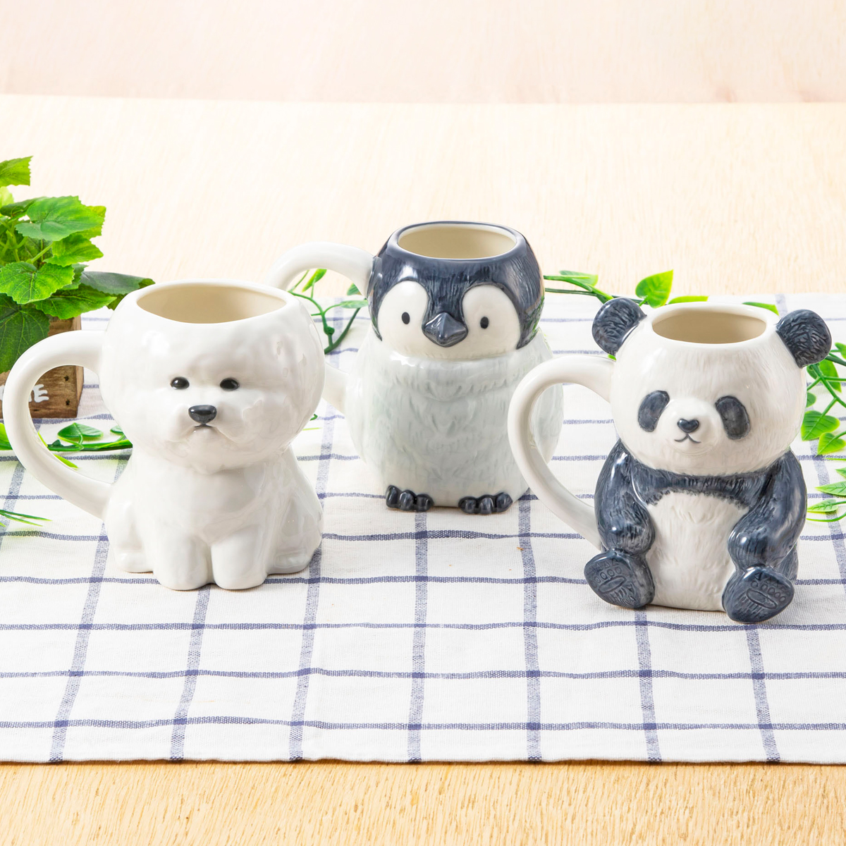 ダイカットマグ マグカップ 猫&パンダ&ペンギン&犬