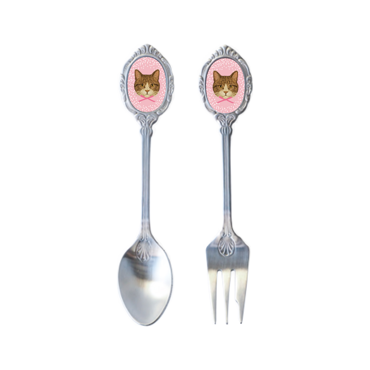 《予約：3月末入荷》【Lovery cat】フレーム デザインカトラリー ティースプーン／ケーキフォーク 猫 日本製