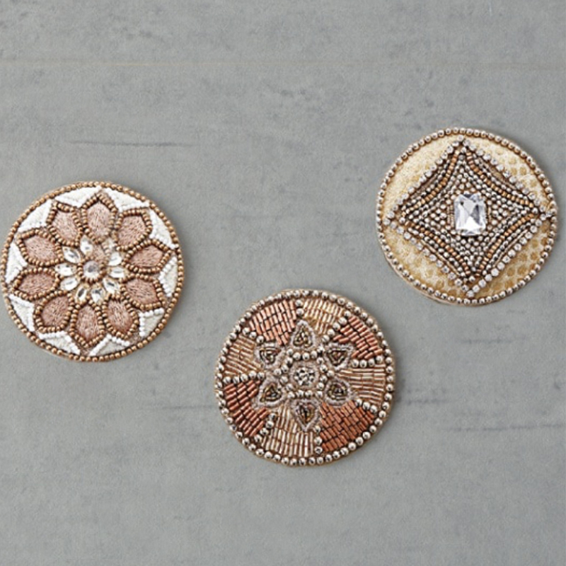【東京かんかん】ビーズ刺繍手鏡 ミラー ハンドメイド