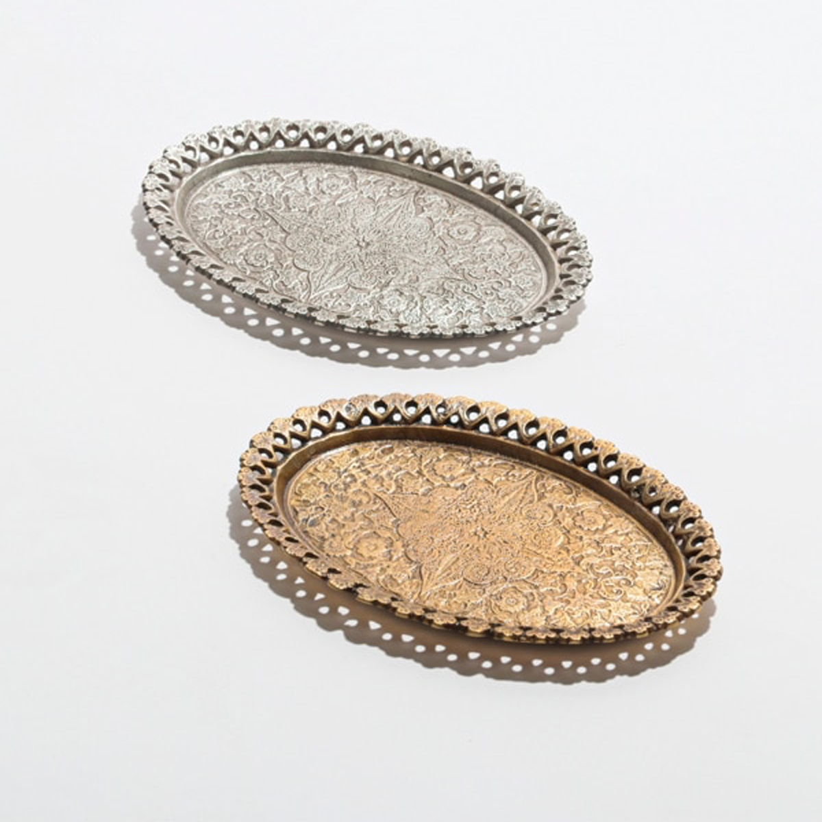【東京かんかん】ブラスオーバルプレート シルバー ゴールド アンティーク風