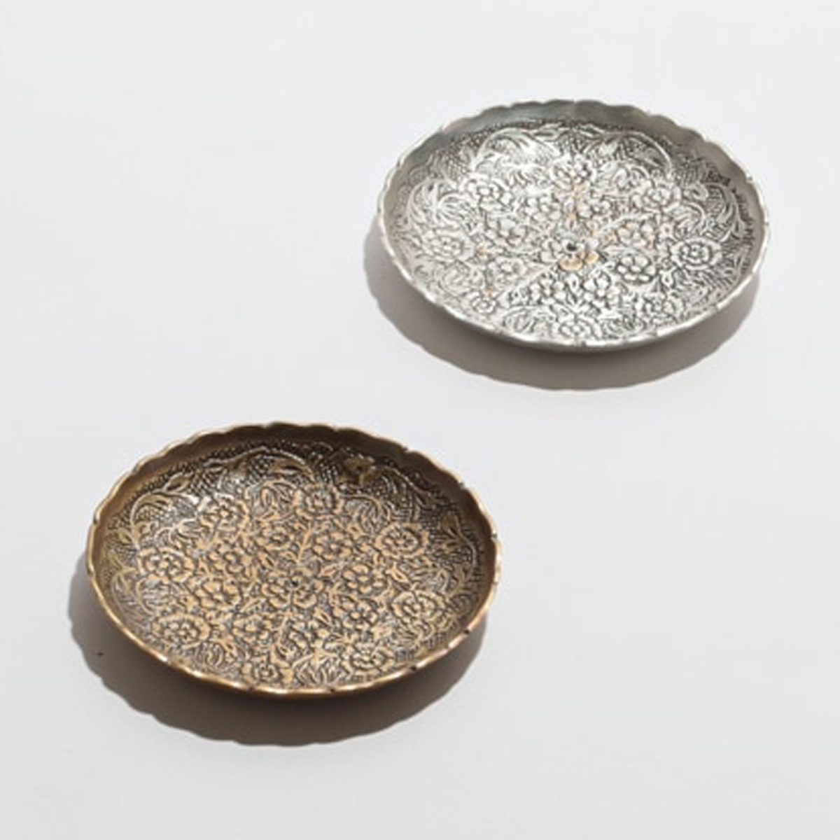 【東京かんかん】ブラスラウンドプレートS ゴールド シルバー アンティーク風 アクセサリートレー